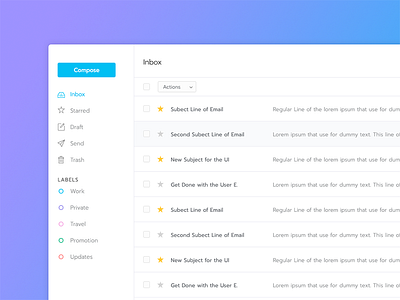 Email Inbox UI design for Dashboard Project admin admin design dashboard design email email ui inbox rikon rahman ui design ux