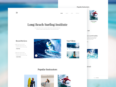 Daily UI 026 - Surfing Institute Landing Page Design - Free PSD beach clean minimal download psd institute landing page sleek surfing ui design ux web design