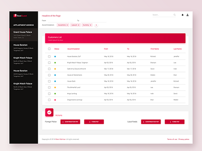 Apartment Guest Management Dashboard in Material Design