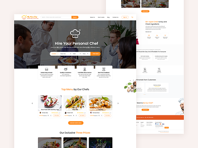 My Home Chef - Personal Chef Booking Website UI Design chef booking chef in london clean eat food hire chef landing page london minimal persona chef personal chef rikonrahman ui design ux design web design website