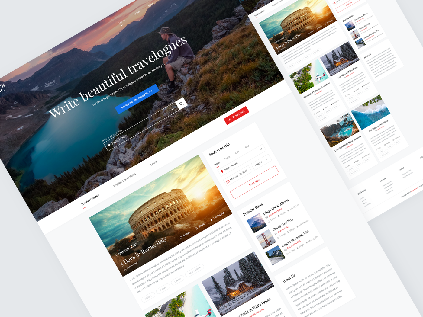 Home Page Travel Blog Website Landing Page Ui Design By