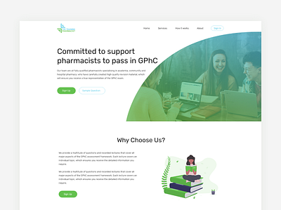 Training Pharmacist - UI Design For Website Landing Page clean design england gphc landing page london medical minimal pharmacist rikon rahman student study training ui design ux ux design web design website