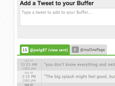 Please help me get this right - Buffer's new tweets section buffer tabs tweets