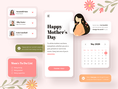 Mother's Day Components components day design illustration mobile mobile app design mobile design mobile ui mom moms mother motherhood mothers pregnant ui uidesign uiux userexperience ux uxdesign