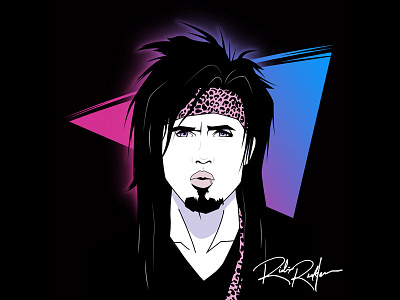 Richie Reckless - Nagel Style 80s eighties face hair band illustration music neon patrick nagel pop art retro rock n roll teaze