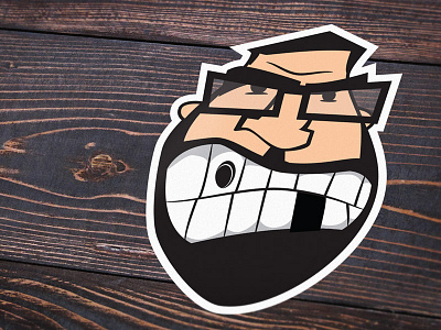Scowling With A Beard 216aj beard character cleveland process sticker style teeth urban vector