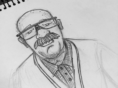 Cool frames old man! character drawing drink and draw mustache old man paper sketch