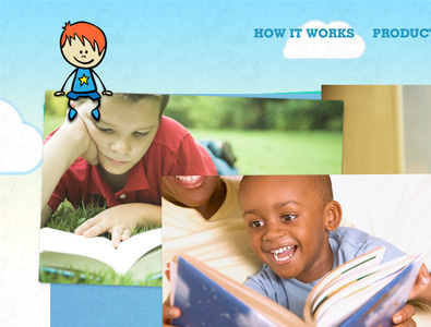 Childrens website focused on reading blues books children design illustration interactive kids reading ui vector website yellow