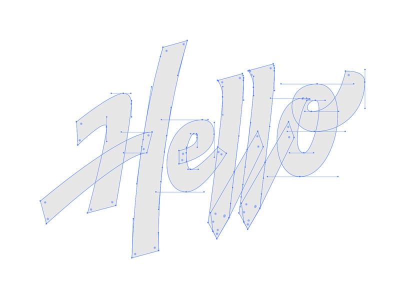 Hello Points vector machine vector script process logo lettering handtype hand lettering handlettering calligraphy brush pen beziercurves