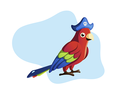 Parrot in pirate hat illustration vector