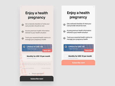 subscribe-screen-app design figma health app mobile app mobile ui mobile ux subscribe subscribe screen ui uiux
