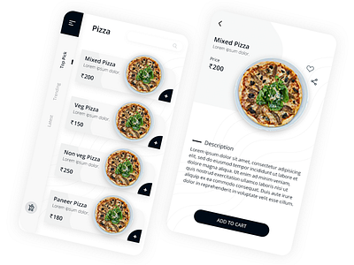 Online Pizza app app app design branding design flat minimal typography ui ux