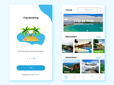 Trip Booking App ui ux