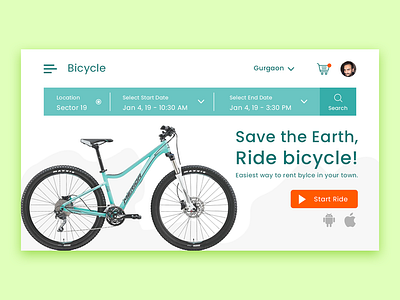 Ride Bicycle Web Layout design ui ux web