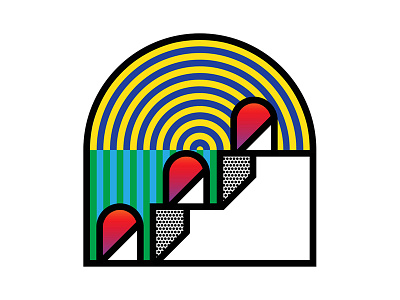 Stairway to Heaven abstract art color design graphic grid illustration rainbow