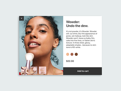 Daily UI 016 / Overlay daily100 dailyui dailyui016 design ecommerce glossier makeup minimal overlay popup shop ui user interface