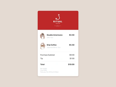 Daily UI 017 / Email Receipt coffee daily100 dailyui dailyui017 dailyui17 design email minimal payment receipt ritual ui user interface