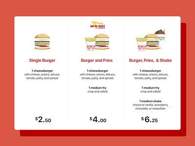 Daily UI 030 / Pricing burger daily100 dailyui dailyui030 dailyui30 food innout menu minimal pricing ui