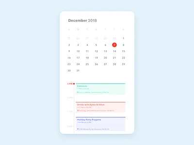 Daily UI 038 / Calendar app calendar daily100 dailyui dailyui038 dailyui38 december design minimal schedule ui user interface