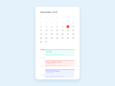 Daily UI 038 / Calendar app calendar daily100 dailyui dailyui038 dailyui38 december design minimal schedule ui user interface