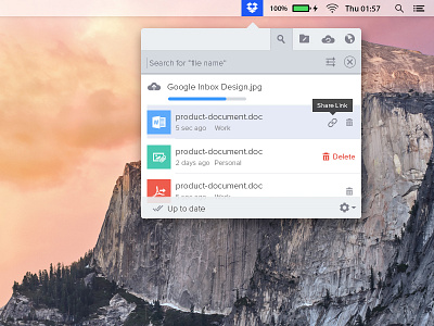 Dropbox Yosemite Mac Notification Concept Design
