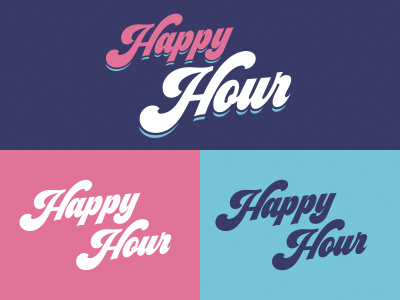 Happy Hour logo 70s business colourful design logo