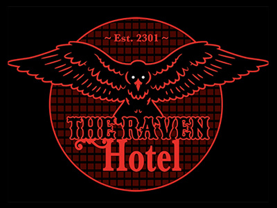 The Raven Hotel ai altered carbon hotel logo netflix poe raven scifi vector