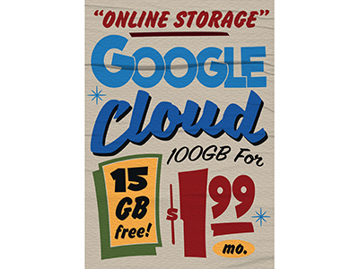 Google Cloud Storage Sign cloud fonts gb google retro sign storage type typography vector vintage