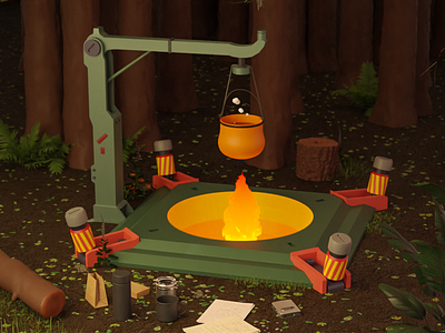 Forest Camping 3d blender branding design ui