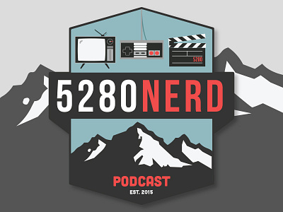 5280nerd Podcast branding branding colorado design flat icon illustration logo nerd podcast pop culture show card vector