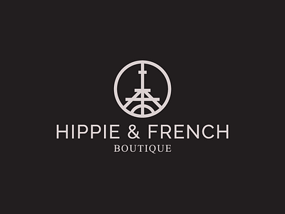 Hippie & French branding eiffel eiffel tower france french hippie icon icon design logo logo design minimal minimalist peace symbol of peace