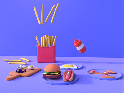 3D Practice Works - Fast food 3d