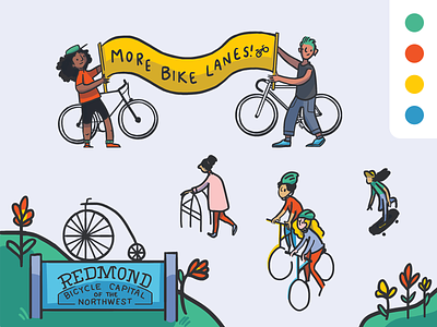 Transit Illustration Library bicycling bikes brand illustration digital illustration illustration design illustrations public transit