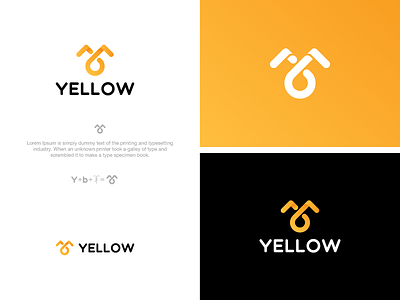 Yellow abstract bike branding design icon letter logo mark vector yellow