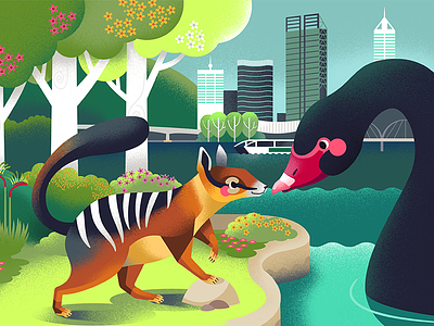 "I'm lost, can you help me get home?" childrens book illustration childrens illustration illustration kid lit kid lit art numbat perth swan river
