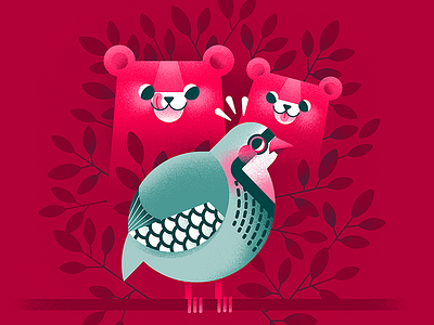 ...and a Partridge in a Bear Tree adobe illustrator airbrush childrens illustration colour collective colour collective illustration illustrator kidlit pinchpunchpost vector art vector illustration