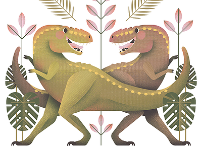 Dancing Dinosaurs illustration illustrator vector illustration