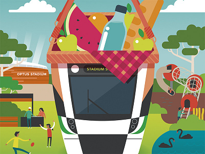 Transperth - Explore the Stadium Parks flatdesign flatillustration illustration perth vectorart vectorillustration