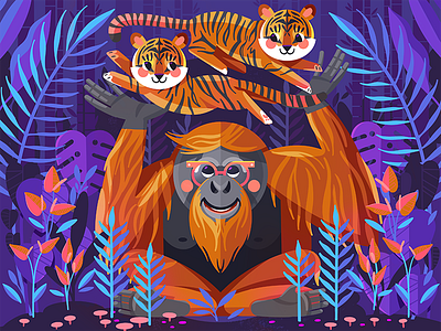 Orangutans Daycare for Procreate 4.2 childrens book illustration childrens illustration illustration illustrator kidlit orangutan tiger