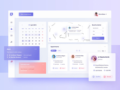 Healthcare - appointment panel 10clouds account app calendar dashboard health healthcare interface map medical ui ux