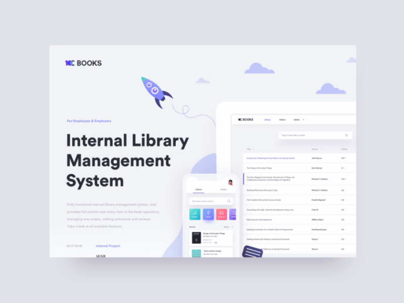10C Books - Free Internal Library for Your Company 10clouds account app behance dashboard design illustration interface mobile profile ui ux web design