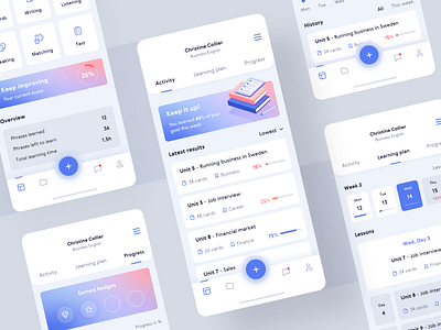 Languages learning app 10clouds account app calendar dashboard education gradient illustration interface learning learning platform mobile progress ui ux
