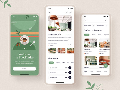SpotFinder app 10clouds app illustration interface mobile newsfeed onboarding restaurant app search ui ux