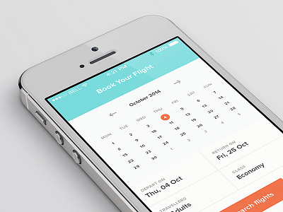 Flight Booking App Date Picker app booking clean date flight iphone 5 minimal picker simple ui ux