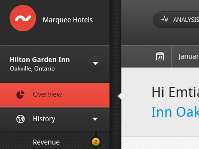 GUI for hotel management app ui gui user interfaces graphical red dark grey texture pixel perfect sharp dashboard