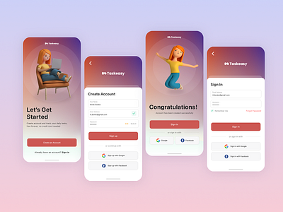 Sign In and Sign Up screen app app design components create account design figma illustration interface mobile product sign in sign up ui ux