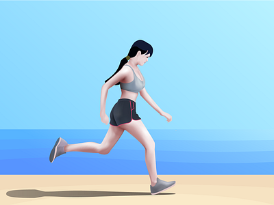 beach running illustration