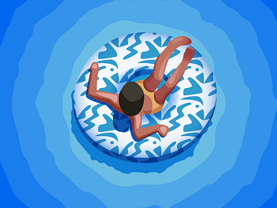 children in the swim ring illustration