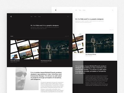 Portfolio redesign - Desktop Homepage dark mode darkui portfolio portfolio site typography uiux univers lt userinterface