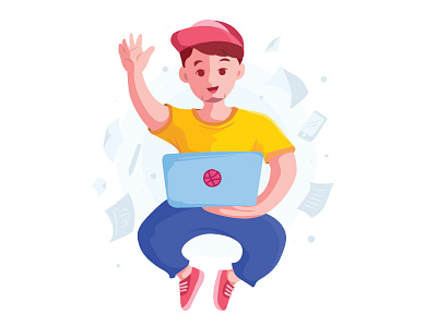 Hey Dribbble! design flat illustration ui ux vector